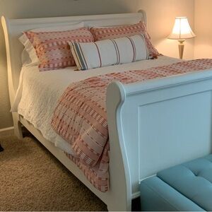 Textured Coral and White comforter and pillow shams- Soft Home Bedding